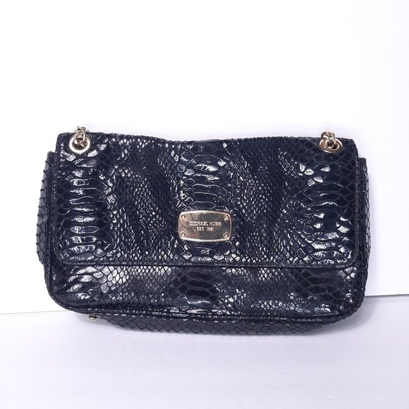 Michael Kors Small Snake Black Chain Leather Party - Picture 1 of 10